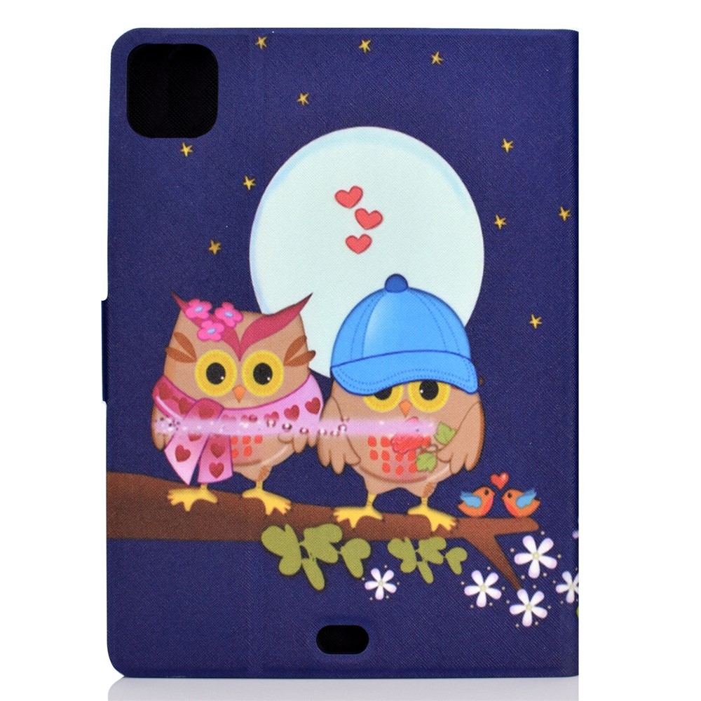Pattern Printing Leather Stand Tablet Case for iPad Air (2020) - Couple Owls-3
