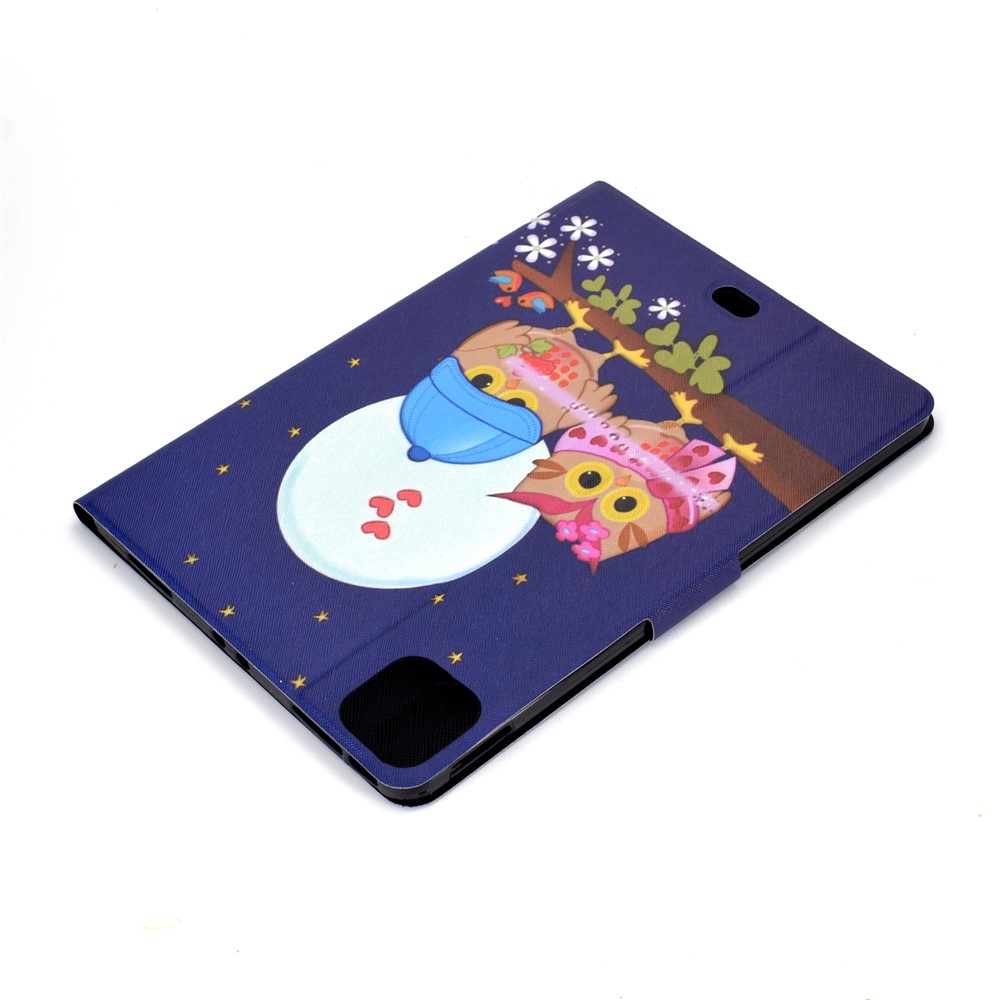 Pattern Printing Leather Stand Tablet Case for iPad Air (2020) - Couple Owls-6