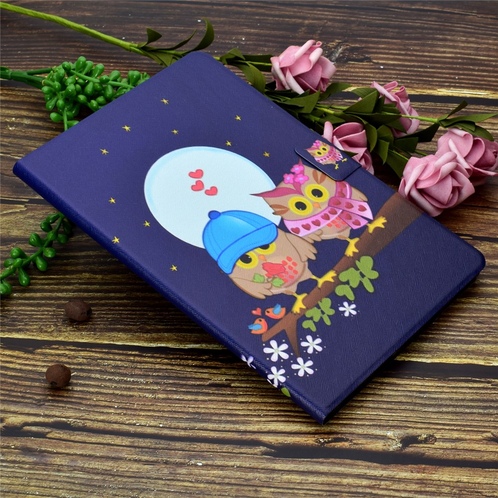 Pattern Printing Leather Stand Tablet Case for iPad Air (2020) - Couple Owls-7
