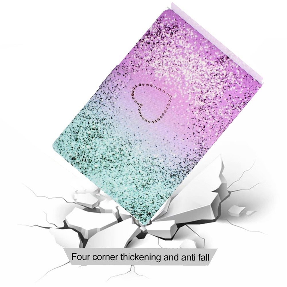 Pattern Printing Leather Stand Tablet Case for iPad Air (2020) - Glittery Element and Heart-8