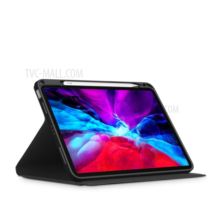 Stand PU Leather Tablet Unique Cover with Pocket for iPad 10.8-inch (2020)/iPad Air 4 10.8 inch (2020) - Black-7