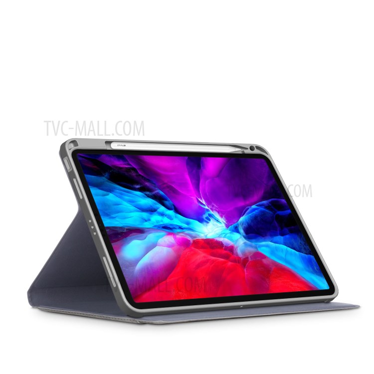 Stand PU Leather Tablet Unique Cover with Pocket for iPad Air (2020) - Grey-7
