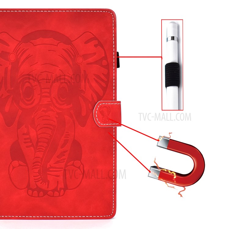 Imprint Elephant Leather Stylish Tablet Protection Case for iPad Air (2020) - Red-10
