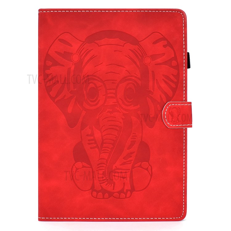 Imprint Elephant Leather Stylish Tablet Protection Case for iPad Air (2020) - Red-2