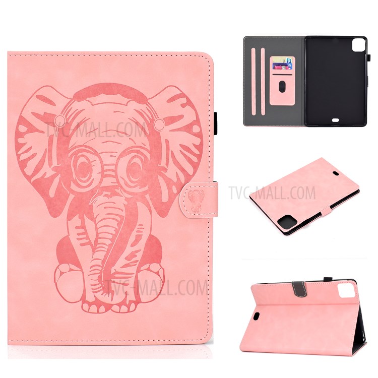 Imprint Elephant Leather Stylish Tablet Protection Case for iPad Air (2020) - Pink-1