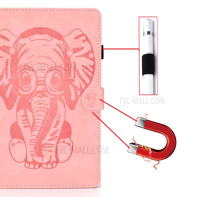 Imprint Elephant Leather Stylish Tablet Protection Case for iPad Air (2020) - Pink-10