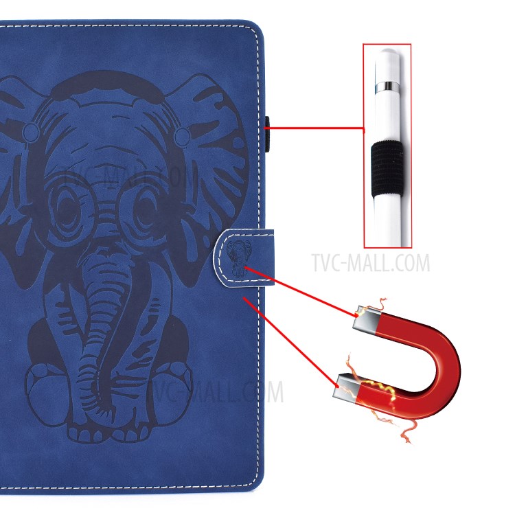 Imprint Elephant Leather Stylish Tablet Protection Case for iPad Air (2020) - Blue-10