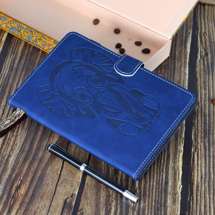 Imprint Elephant Leather Stylish Tablet Protection Case for iPad Air (2020) - Blue-12