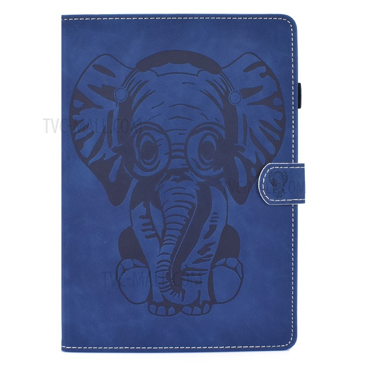 Imprint Elephant Leather Stylish Tablet Protection Case for iPad Air (2020) - Blue-2