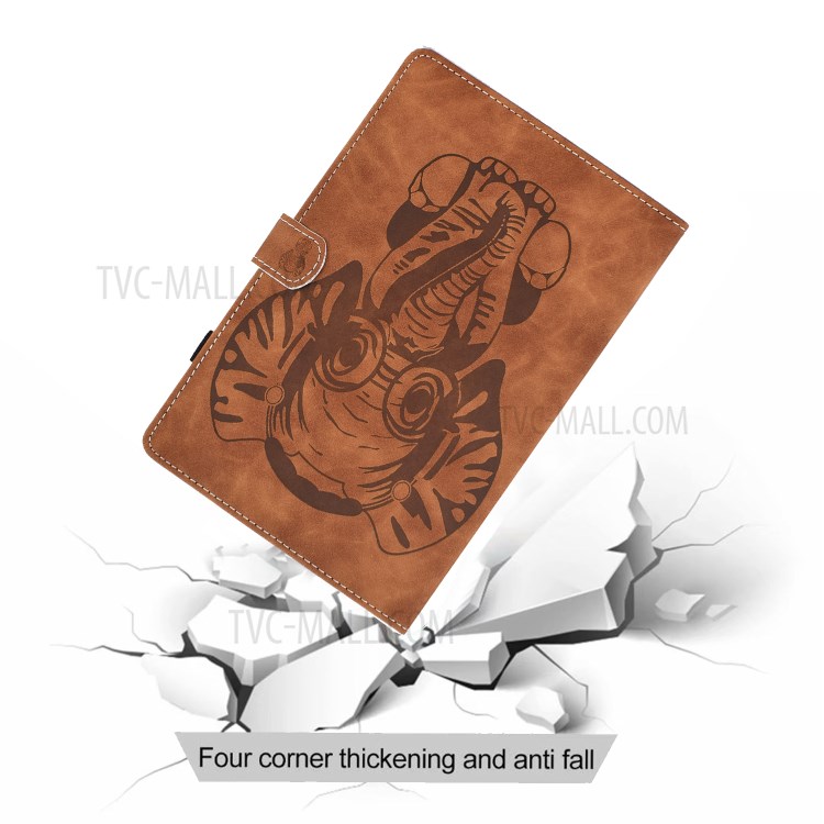 Imprint Elephant Leather Stylish Tablet Protection Case for iPad Air (2020) - Brown-11