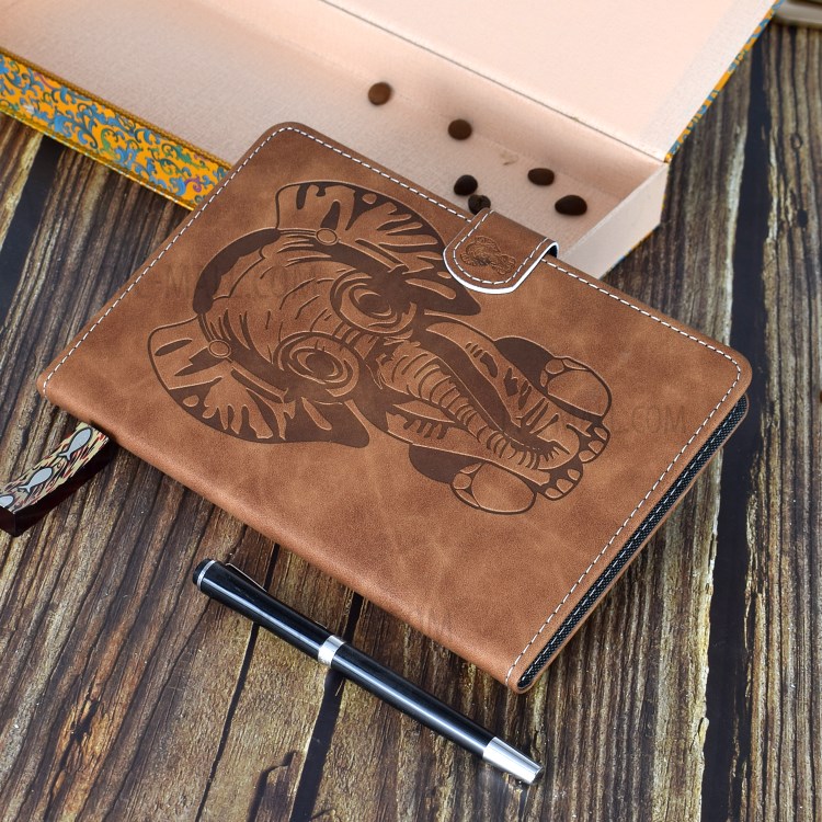 Imprint Elephant Leather Stylish Tablet Protection Case for iPad Air (2020) - Brown-12