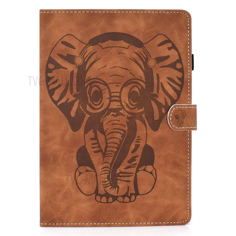 Imprint Elephant Leather Stylish Tablet Protection Case for iPad Air (2020) - Brown-2