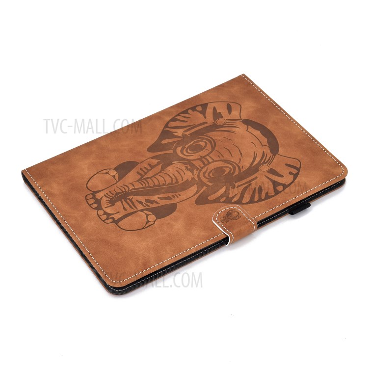 Imprint Elephant Leather Stylish Tablet Protection Case for iPad Air (2020) - Brown-7