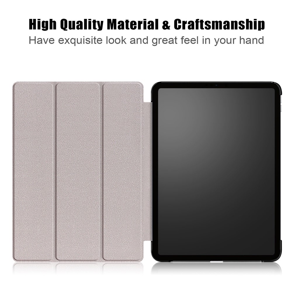 Litch Skin PU Leather Tri-fold Stand Smart Tablet Case for iPad Air (2020) - Red-3
