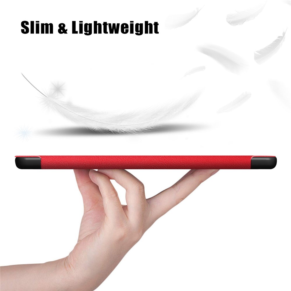 Litch Skin PU Leather Tri-fold Stand Smart Tablet Case for iPad Air (2020) - Red-6