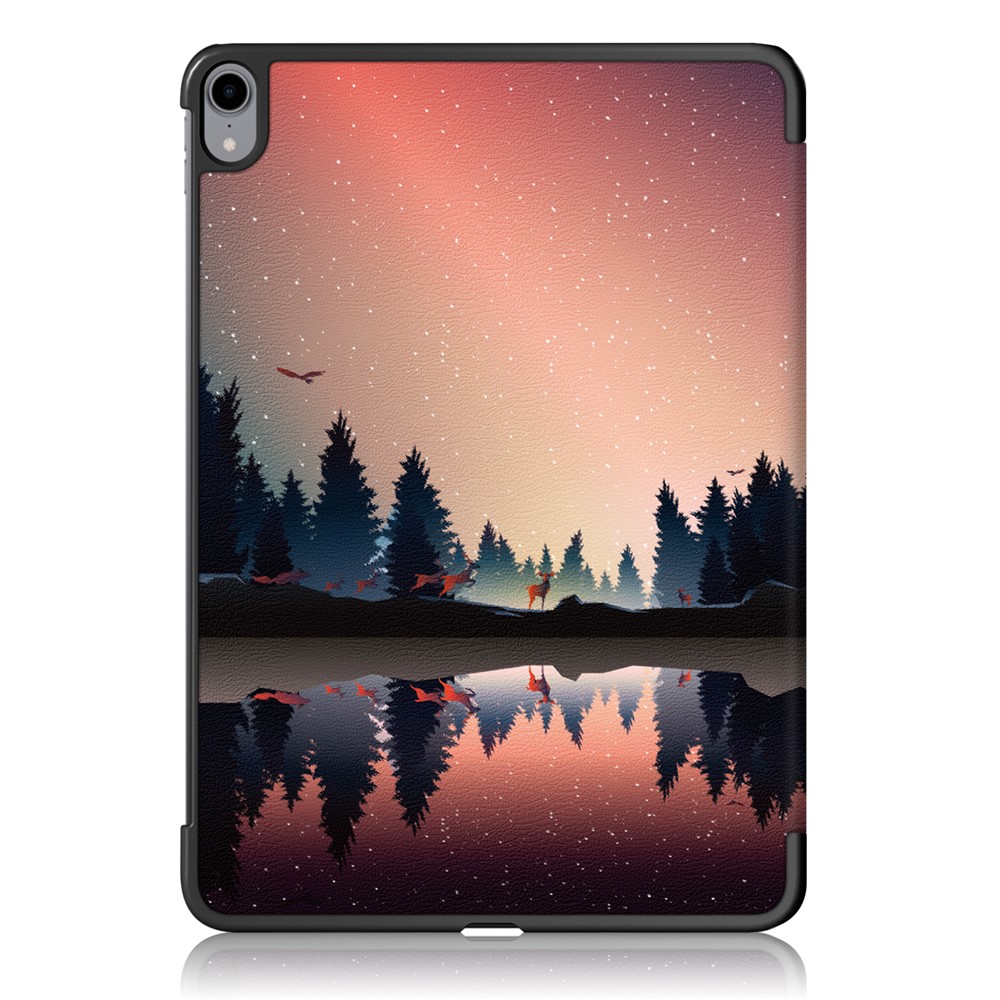 Printing Skin Tri-fold Stand Auto Wake/Sleep Leather Tablet Shell for iPad Air (2020) - Forest Scenery-3