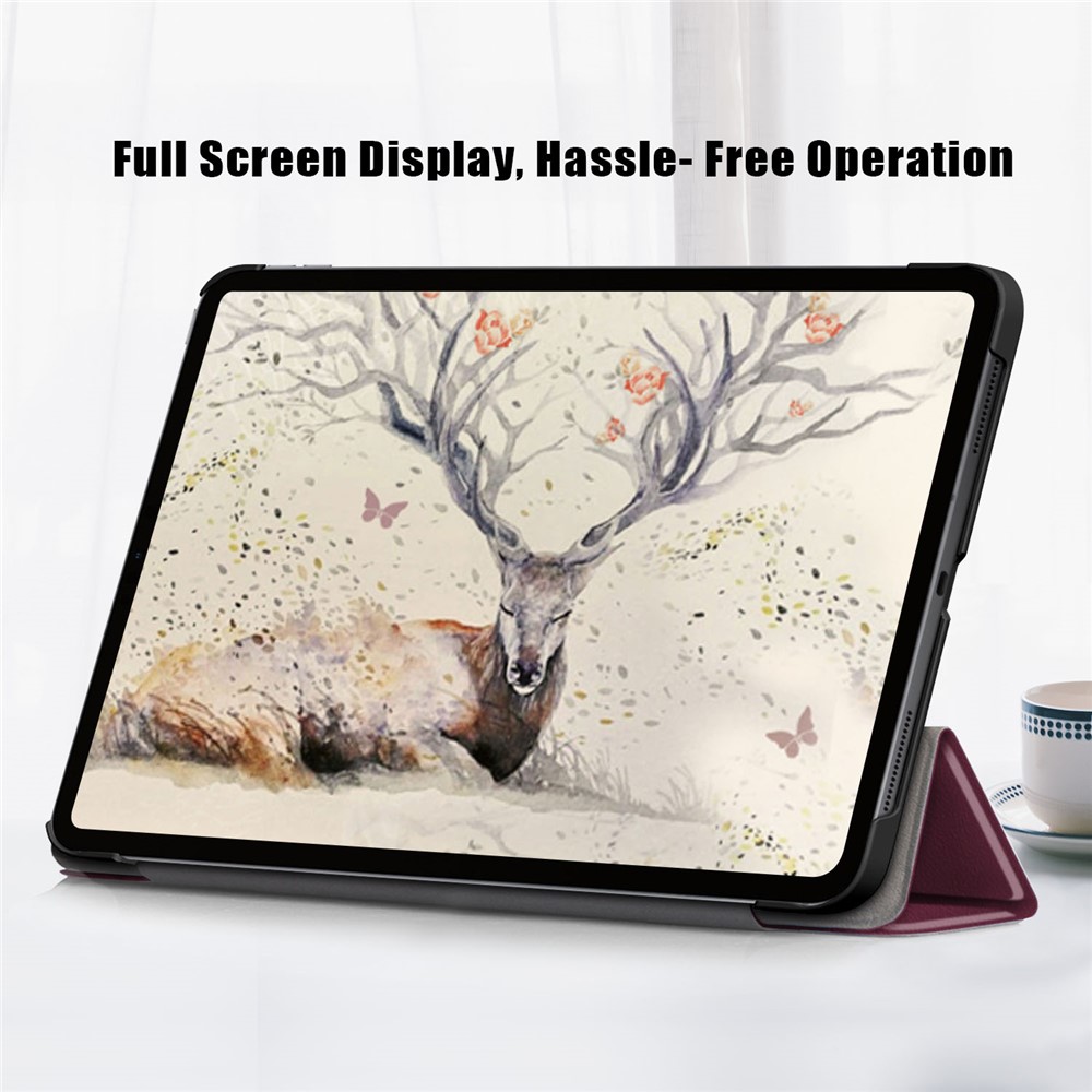 Printing Skin Tri-fold Leather Tablet Shell for iPad 10.8-inch/Air 4 10.8 inch (2020) - Forest Scenery-4