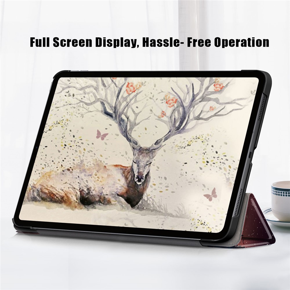 Printing Skin Tri-fold Leather Tablet Shell for iPad 10.8-inch/Air 4 10.8 inch (2020) - Forest Scenery-7