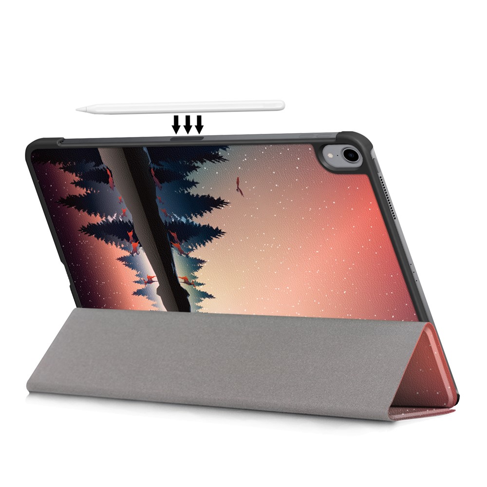 Printing Skin Tri-fold Stand Auto Wake/Sleep Leather Tablet Shell for iPad Air (2020) - Forest Scenery-9