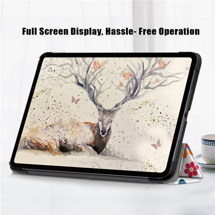 Printing Skin Tri-fold Stand Auto Wake/Sleep Leather Tablet Shell for iPad Air (2020) - Butterfly and Flower-7