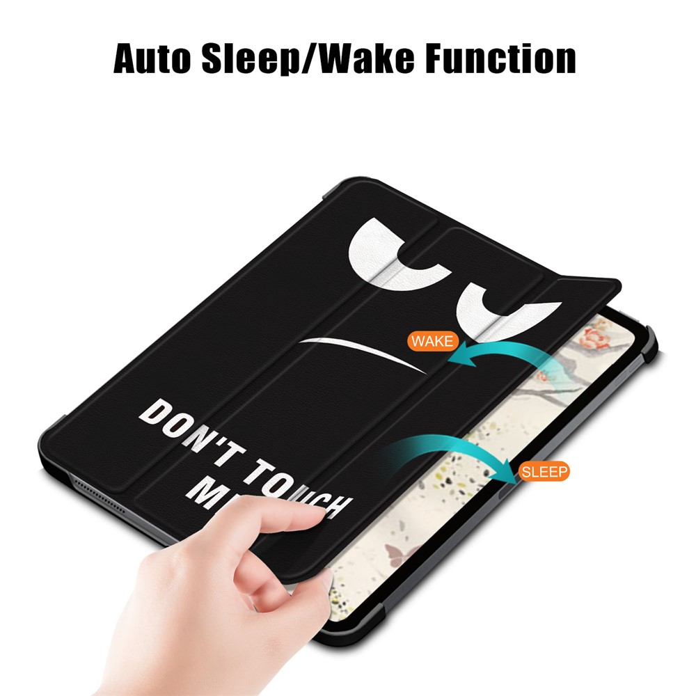 Printing Skin Tri-fold Stand Auto Wake/Sleep Leather Tablet Shell for iPad Air (2020) - Don't Touch Me-5