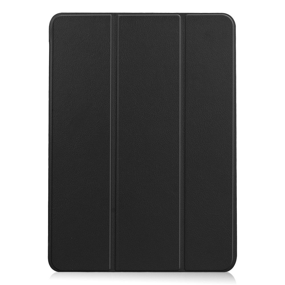 Устойчивый к Царапинам Litch Skin pu Leather Hard PC Tri-cold Stand Case с Wake/Sleep Для Ipad Air (2020)/Air (2022) - Черный-2