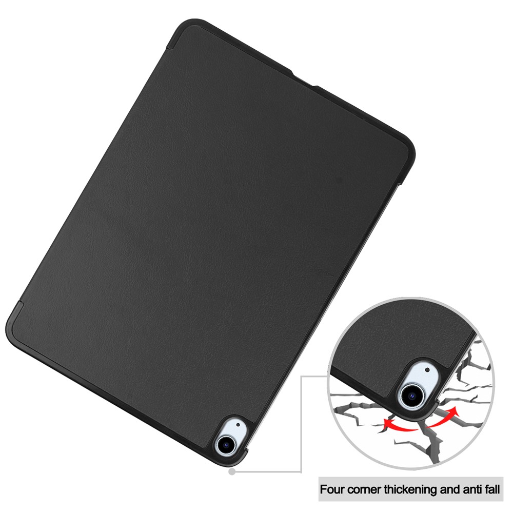 Litch Skin PU Leather Tri-fold Stand Tablet Case for Apple iPad 10.8 (2020) - Black-8