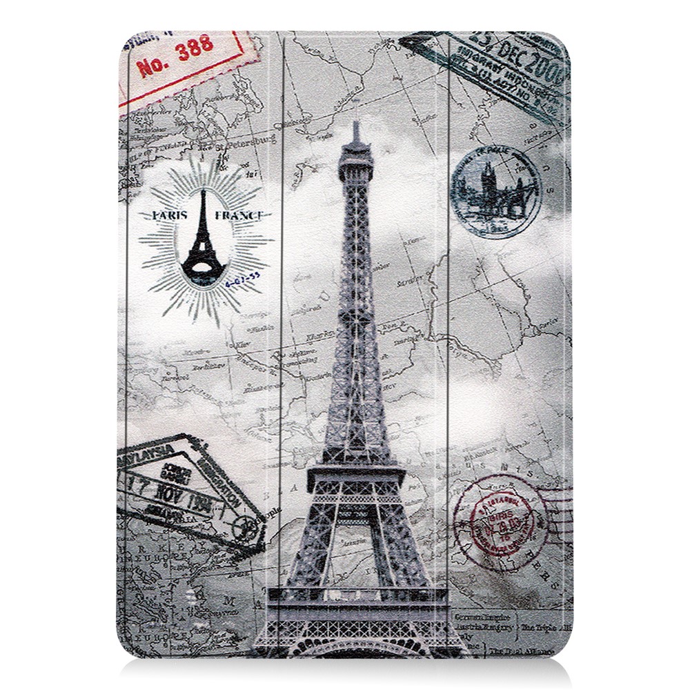 Diseño de Impresión de Patrones Sleep/Wake PU Leather Tri-fold Stand Full Body Body Tablet Shell Cover For Ipad Air (2020)/Air (2022) - Torre Eiffel