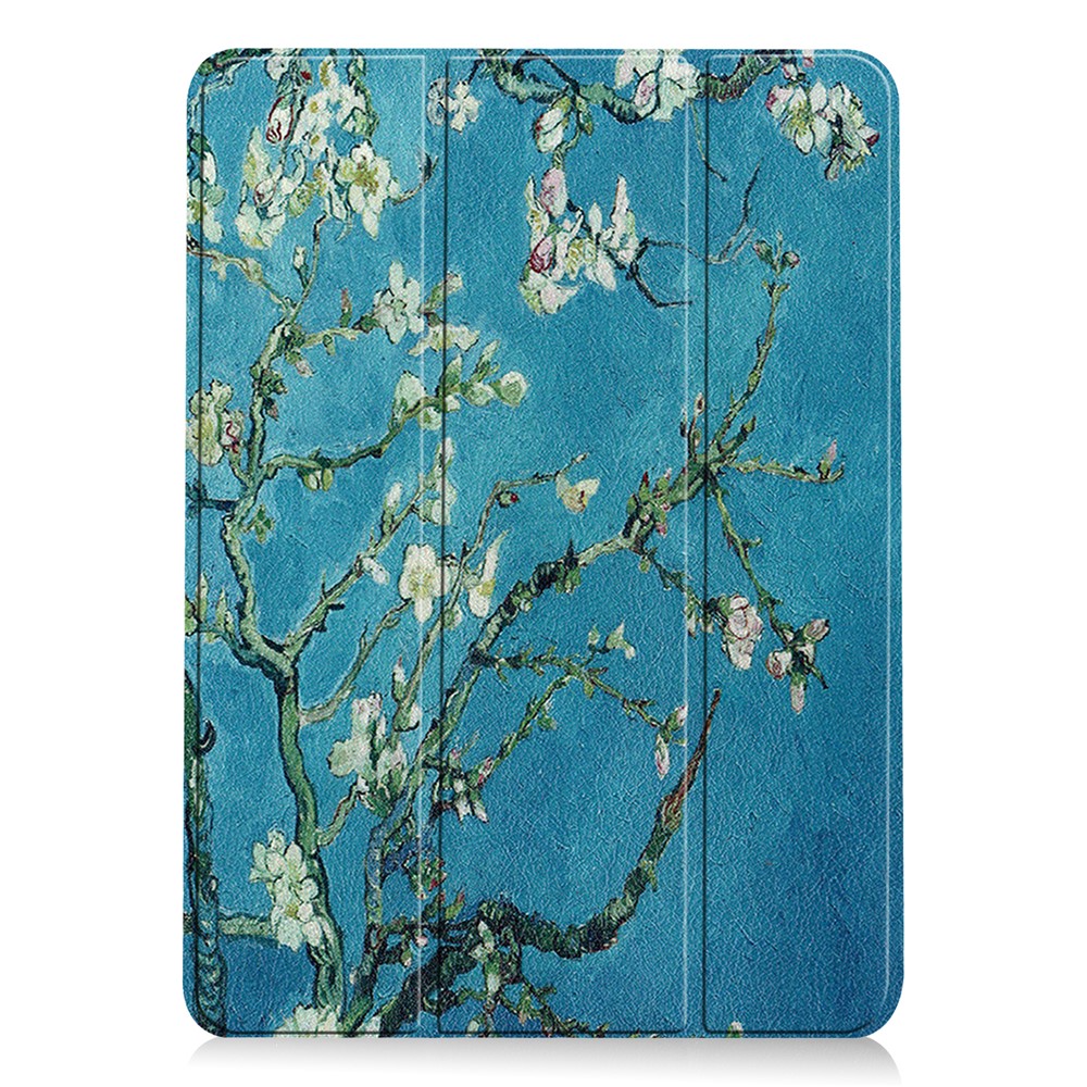 Printing Skin Auto Wake & Sleep PU Leather Tri-fold Smart Tablet Shell for iPad Air (2020) - Peach Blossom-2
