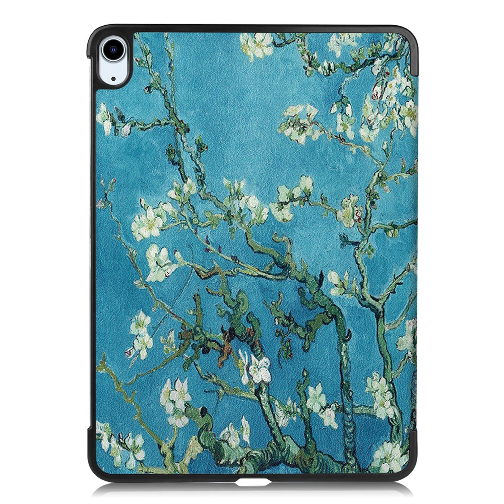 Printing Skin Auto Wake & Sleep PU Leather Tri-fold Smart Tablet Shell for iPad Air (2020) - Peach Blossom-3