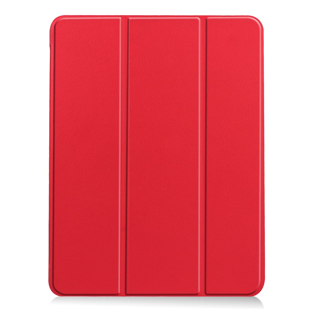 Aguarda Automática/sono Litch Skin Tri-fold Stand Couro Tampa Com Caneta Com Caneta Para Apple Ipad Air (2020)/Air (2022) - Vermelho-2