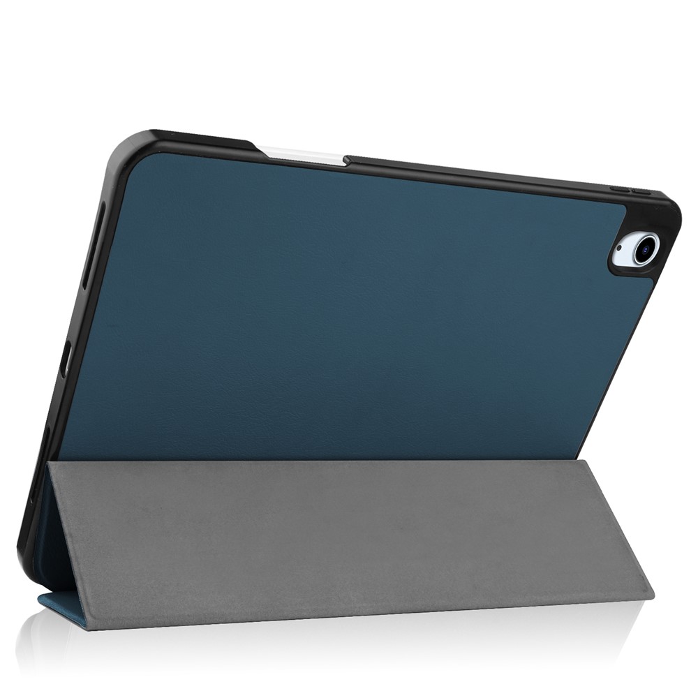 Auto Wake/Sleep Litch Skin Tri-fold Stand Leder Tablet Mit Stiftschlitz Für Apple Ipad Air (2020)/luft (2022) - Schwarzgrün-4