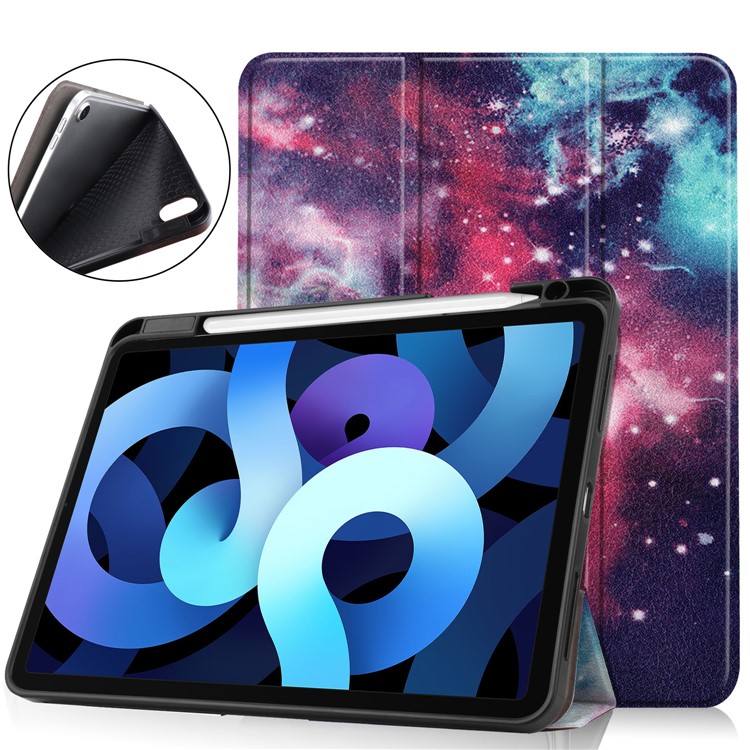 Шаблон Печати ПУ Кожа Три Раза Стенда Таблетка Корпус С Ручкой Слотом Для IPAD Воздуха (2020) - Космическое Пространство-1