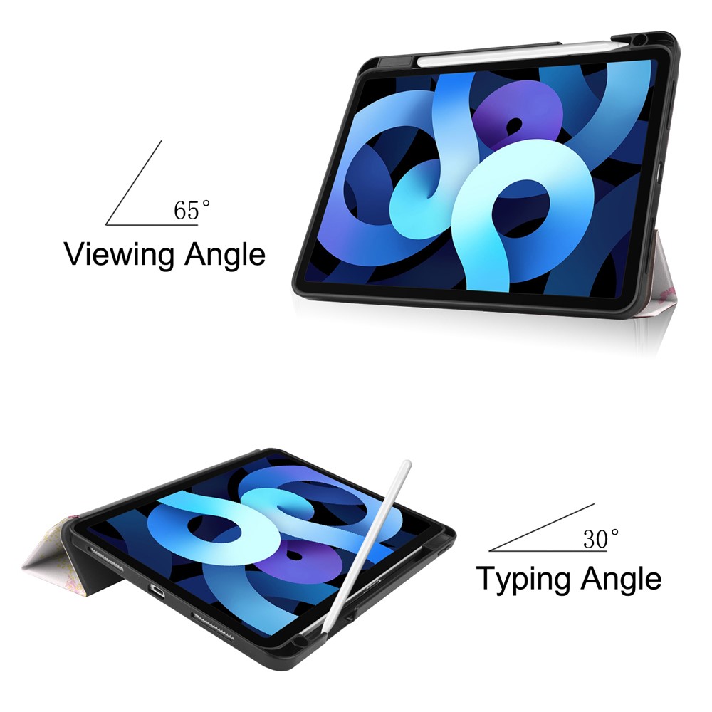 Pattern Printing PU Leather Tri-fold Stand Tablet Case with Pen Slot for iPad Air (2020) - Beautiful Girl-6