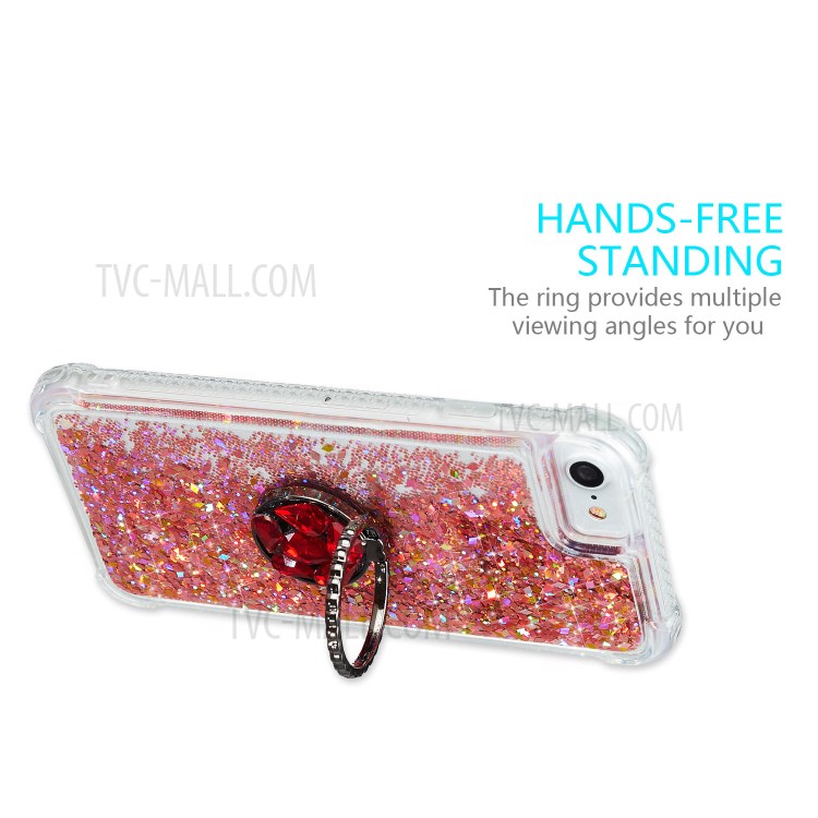 Glitter Powder Quicksand Rhinestone Decor Kickstand TPU Phone Case for iPhone 6/6s/7/8 - Red-4