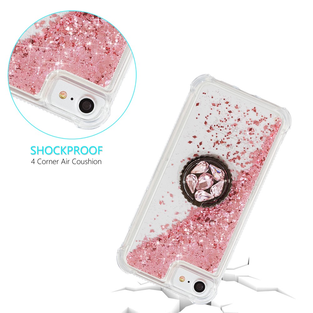 Polvere Di Scintillio Sabbie Arredamento Rhinestone Cavalletto Cassa Del Telefono TPU Per Iphone 6 / 6S / 7/8 - Rosa-3
