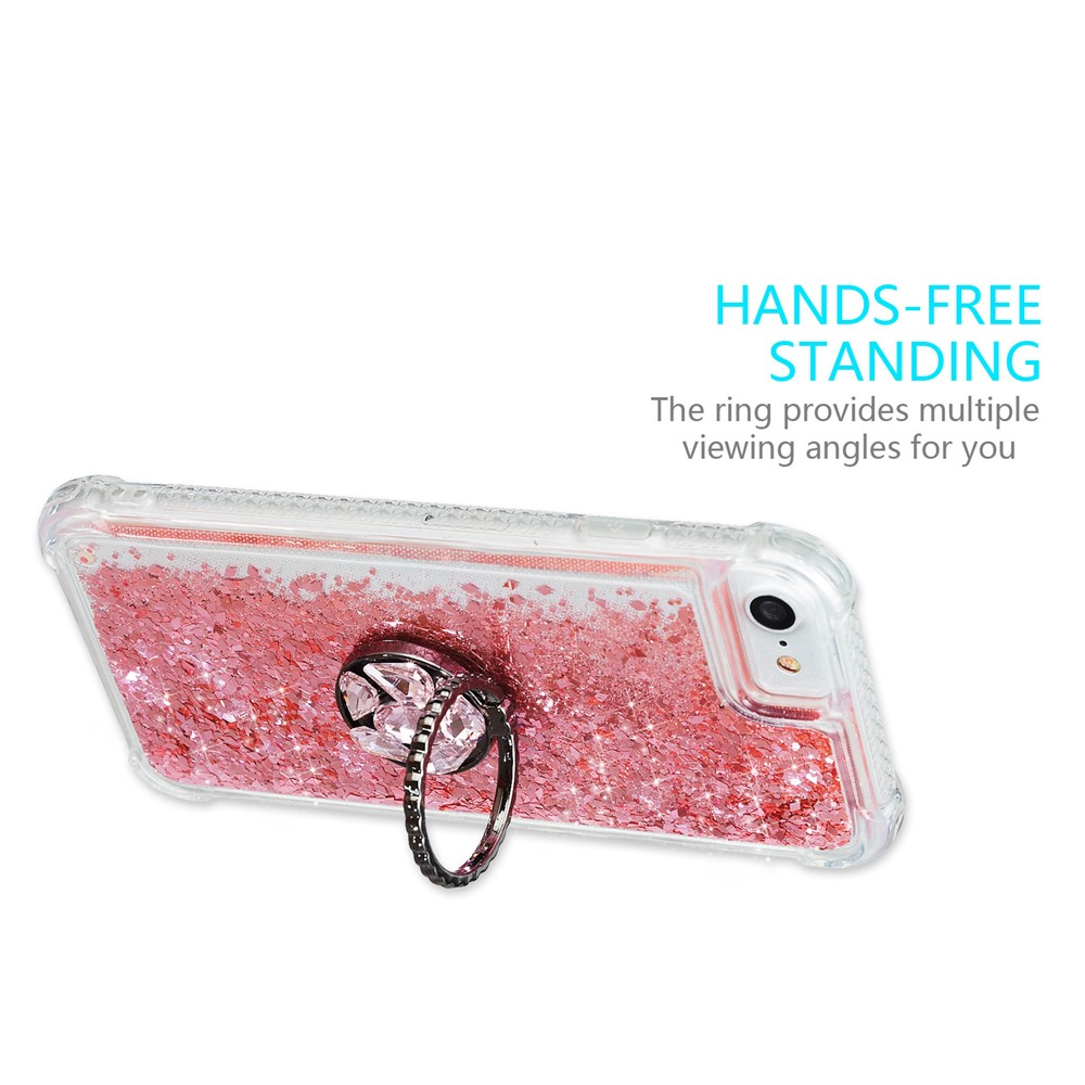 Polvere Di Scintillio Sabbie Arredamento Rhinestone Cavalletto Cassa Del Telefono TPU Per Iphone 6 / 6S / 7/8 - Rosa-4