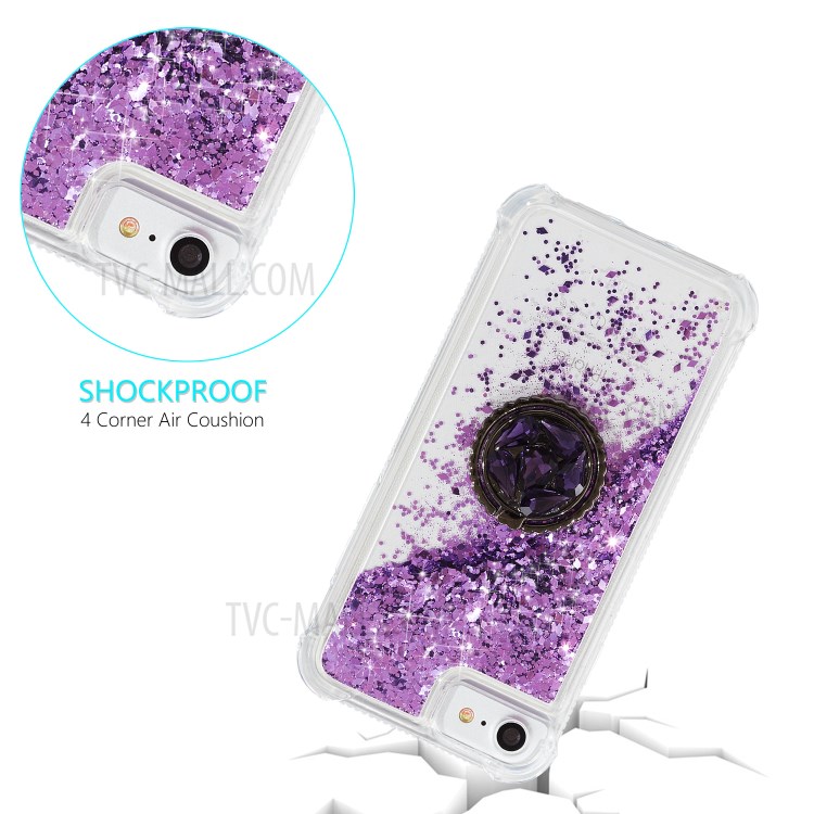 Glitzerpulver Treibsand Strass Dekor Kippständer TPU Telefonkasten Für Iphone 6 / 6S / 7/8 - Lila-3