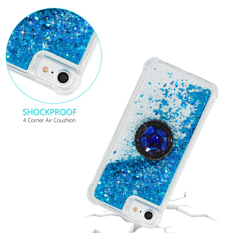 Glitter Powder Quicksand Rhinestone Decor Kickstand TPU Phone Case for iPhone 6/6s/7/8 - Blue-3