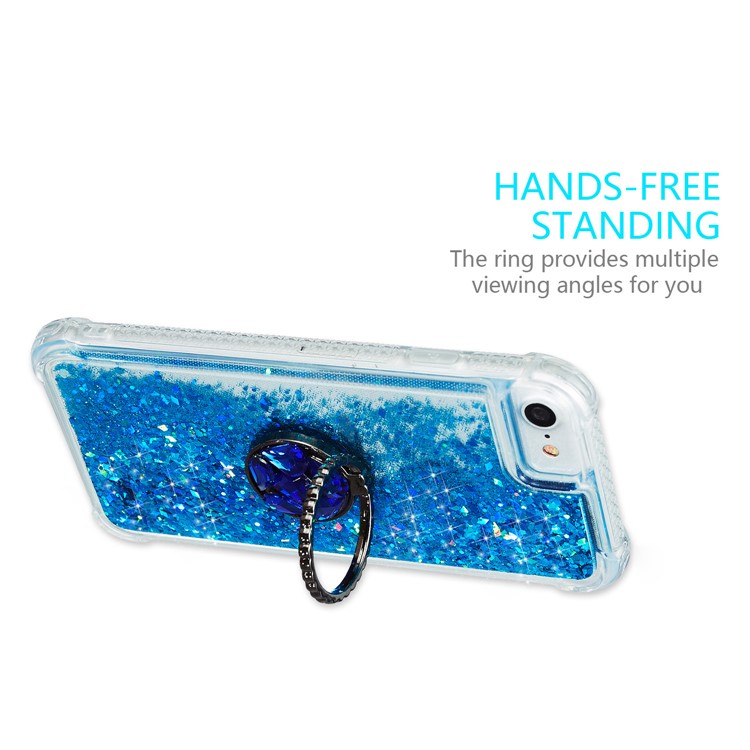 Glitter Powder Quicksand Rhinestone Decor Kickstand TPU Phone Case for iPhone 6/6s/7/8 - Blue-4