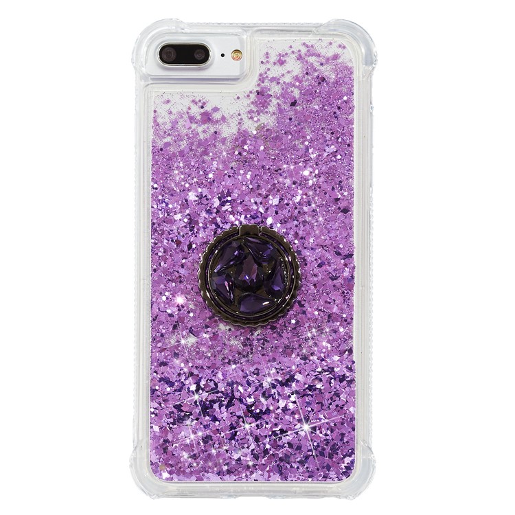 Glitter Powder Quicksand Rhinestone Decor Kickstand TPU Phone Shell for iPhone 6 Plus/6s Plus/7 Plus/8 Plus - Purple-1