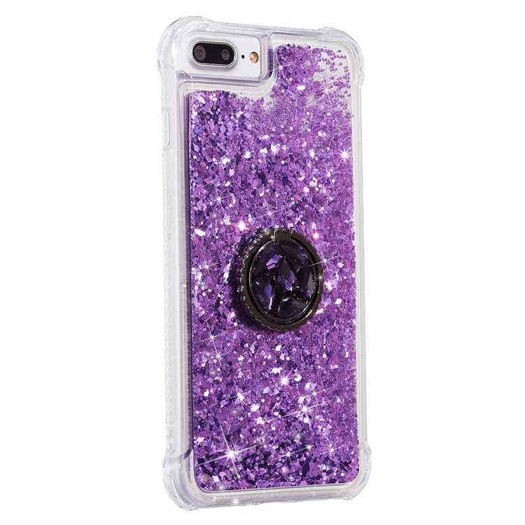 Glitter Powder Quicksand Rhinestone Decor Kickstand TPU Phone Shell for iPhone 6 Plus/6s Plus/7 Plus/8 Plus - Purple-2