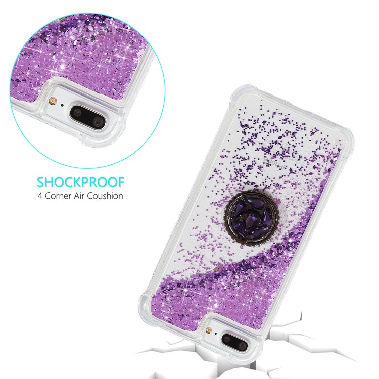 Glitter Powder Quicksand Rhinestone Decor Kickstand TPU Phone Shell for iPhone 6 Plus/6s Plus/7 Plus/8 Plus - Purple-3
