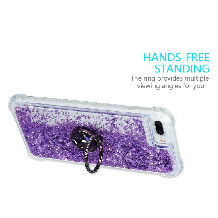 Glitter Powder Quicksand Rhinestone Decor Kickstand TPU Phone Shell for iPhone 6 Plus/6s Plus/7 Plus/8 Plus - Purple-4