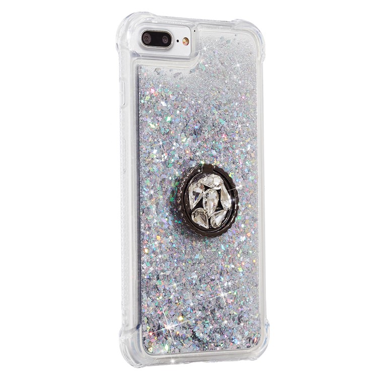 Poudre De Paillettes Quicksand Rhassone Décor Kickstand TPU Téléphone Shell Pour IPhone 6 Plus / 6S Plus / 7 Plus / 8 Plus - Argent