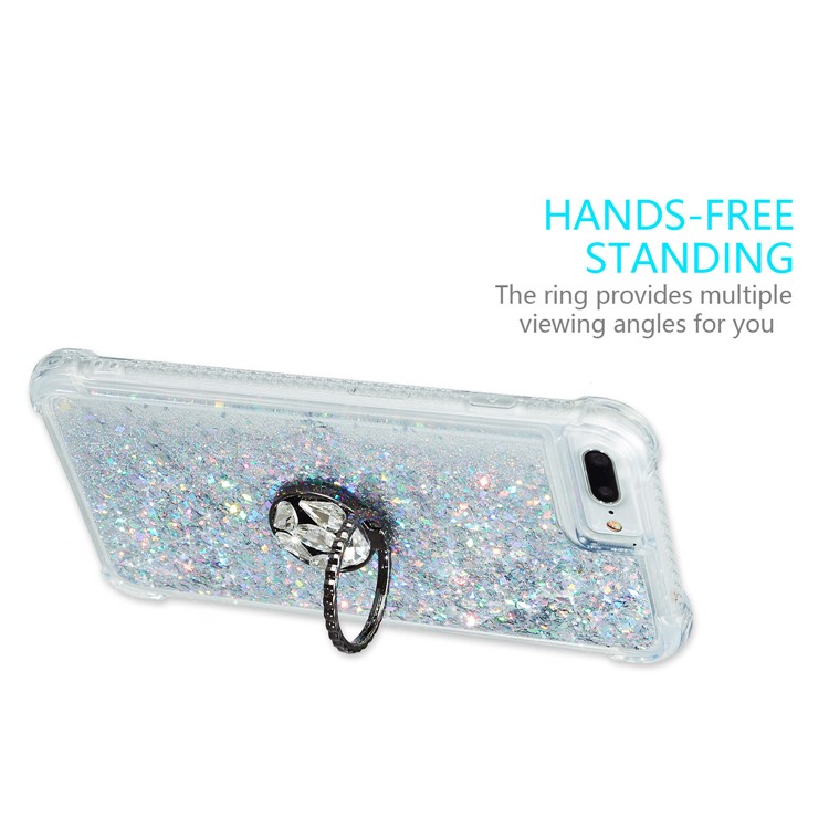 Poudre De Paillettes Quicksand Rhassone Décor Kickstand TPU Téléphone Shell Pour IPhone 6 Plus / 6S Plus / 7 Plus / 8 Plus - Argent