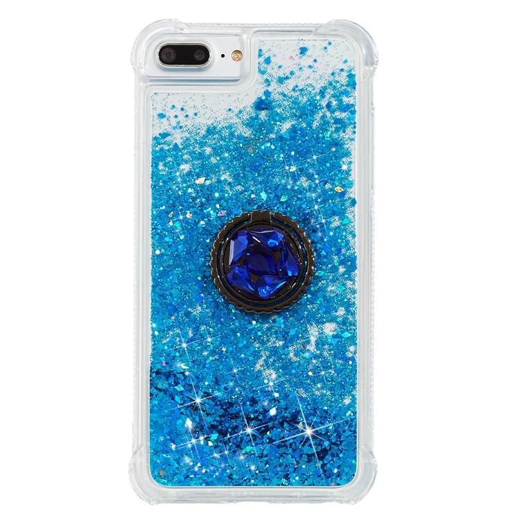 Escudo Do Telefone TPU Decoração De Strass Brilho Em Pó Areia Movediça Kickstand Para IPhone 6 Plus / 6s Plus / 7 Plus / 8 Mais - Azul-1