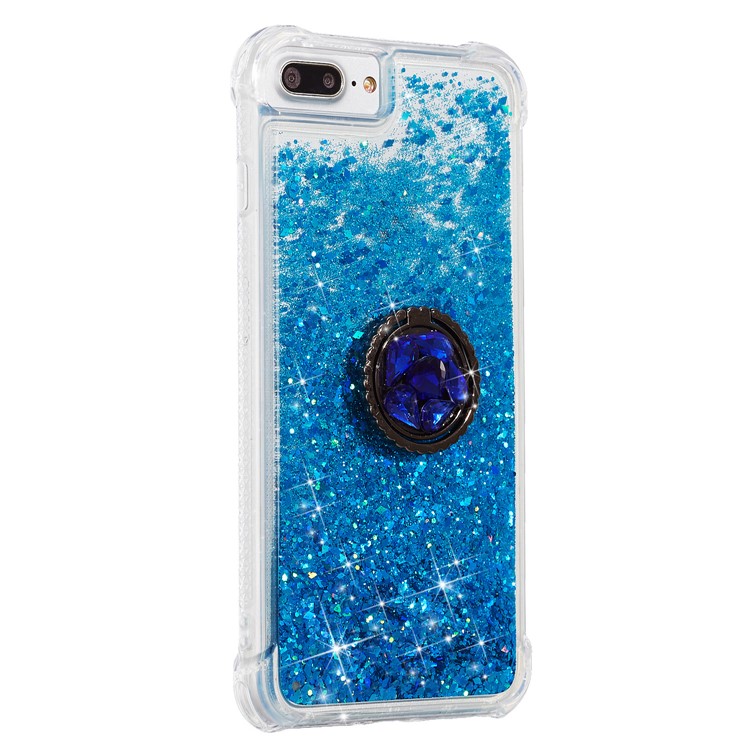 Escudo Do Telefone TPU Decoração De Strass Brilho Em Pó Areia Movediça Kickstand Para IPhone 6 Plus / 6s Plus / 7 Plus / 8 Mais - Azul-2
