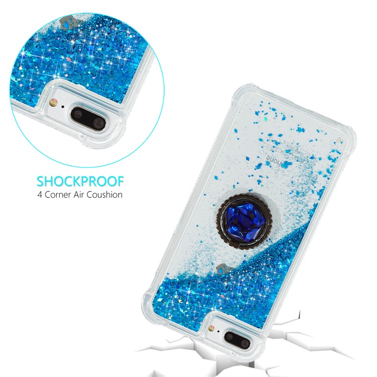 Escudo Do Telefone TPU Decoração De Strass Brilho Em Pó Areia Movediça Kickstand Para IPhone 6 Plus / 6s Plus / 7 Plus / 8 Mais - Azul-3