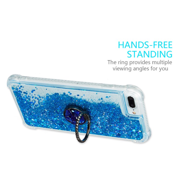 Escudo Do Telefone TPU Decoração De Strass Brilho Em Pó Areia Movediça Kickstand Para IPhone 6 Plus / 6s Plus / 7 Plus / 8 Mais - Azul-4